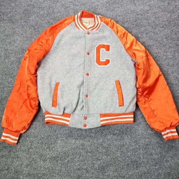 Vintage Clemson University Satin MLB Bomber Jacket Chalk Line Starter Sherpa M - Picture 1 of 16